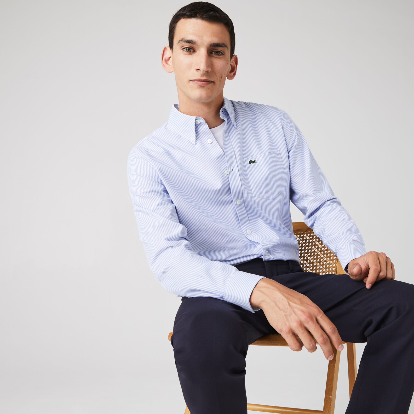 Men's Regular Fit Striped Oxford Cotton Shirt