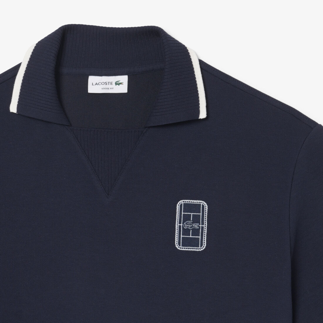 Loose Fit Embroidered Badge Pique Polo Shirt lacoste loose fit embroidered badge pique polo shirt