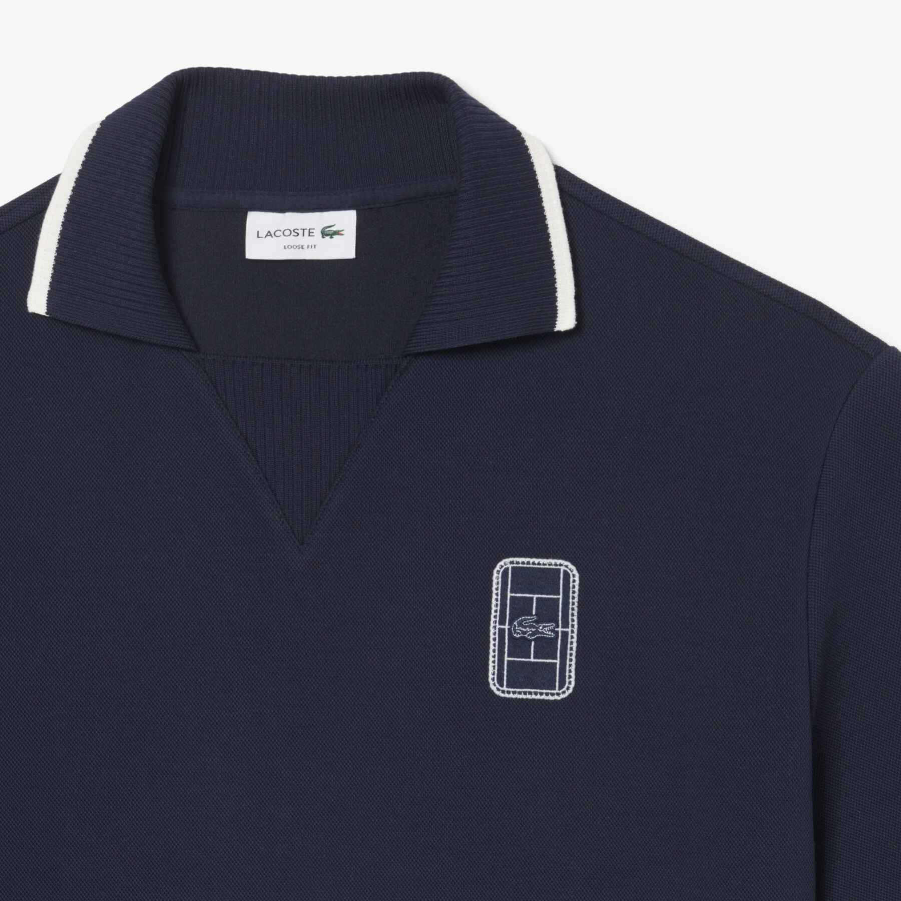 Loose Fit Embroidered Badge Pique Polo Shirt lacoste loose fit embroidered badge pique polo shirt