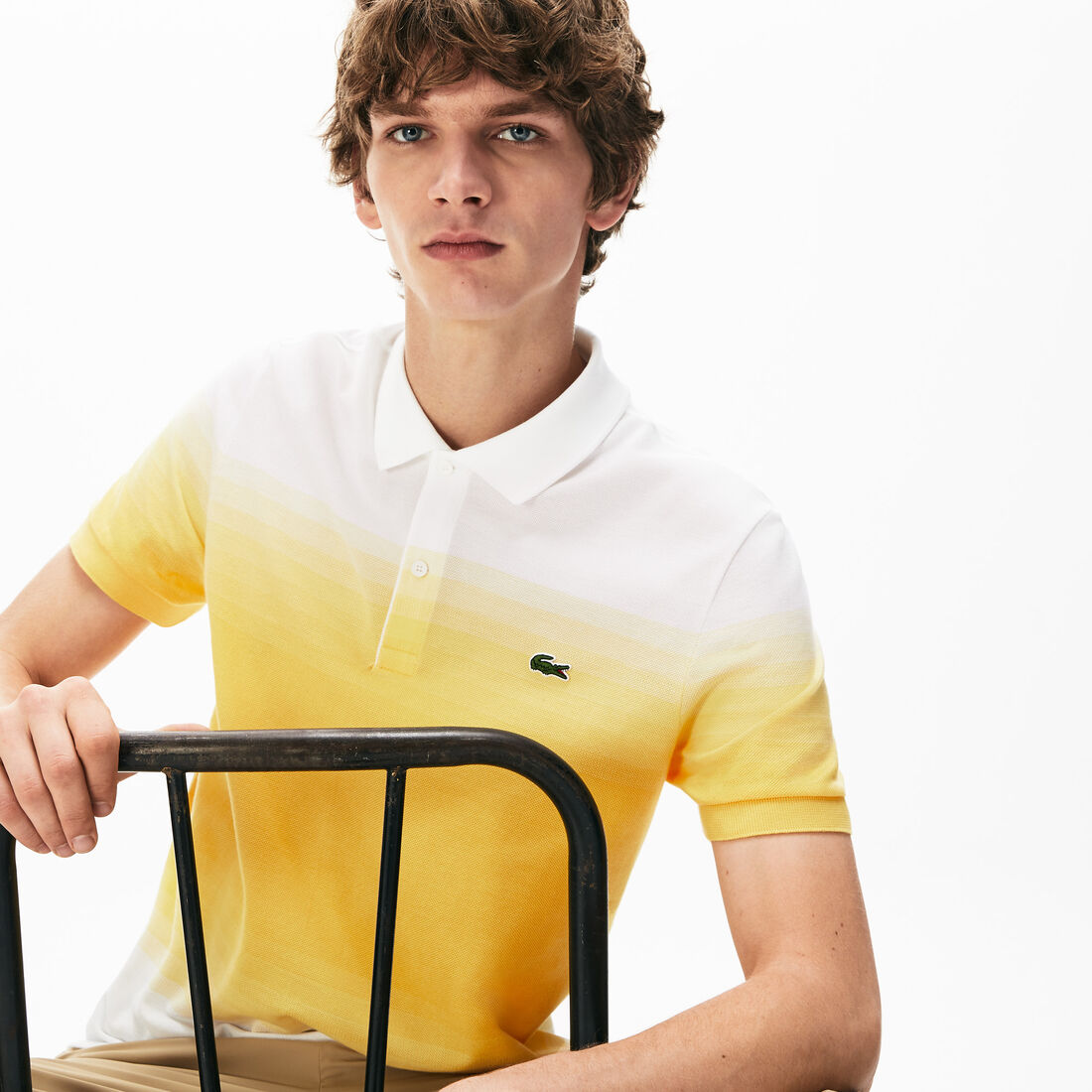 قميص بولو للرجال Lacoste من مجموعة Made in France قصة عادية من قطن البيكيه