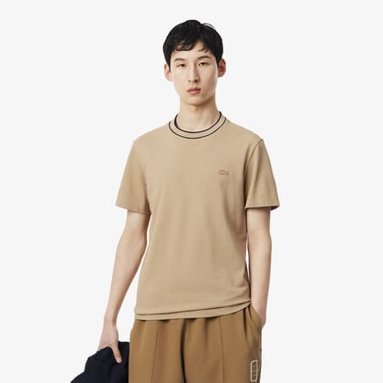Stretch Pique Stripe Collar T-shirt