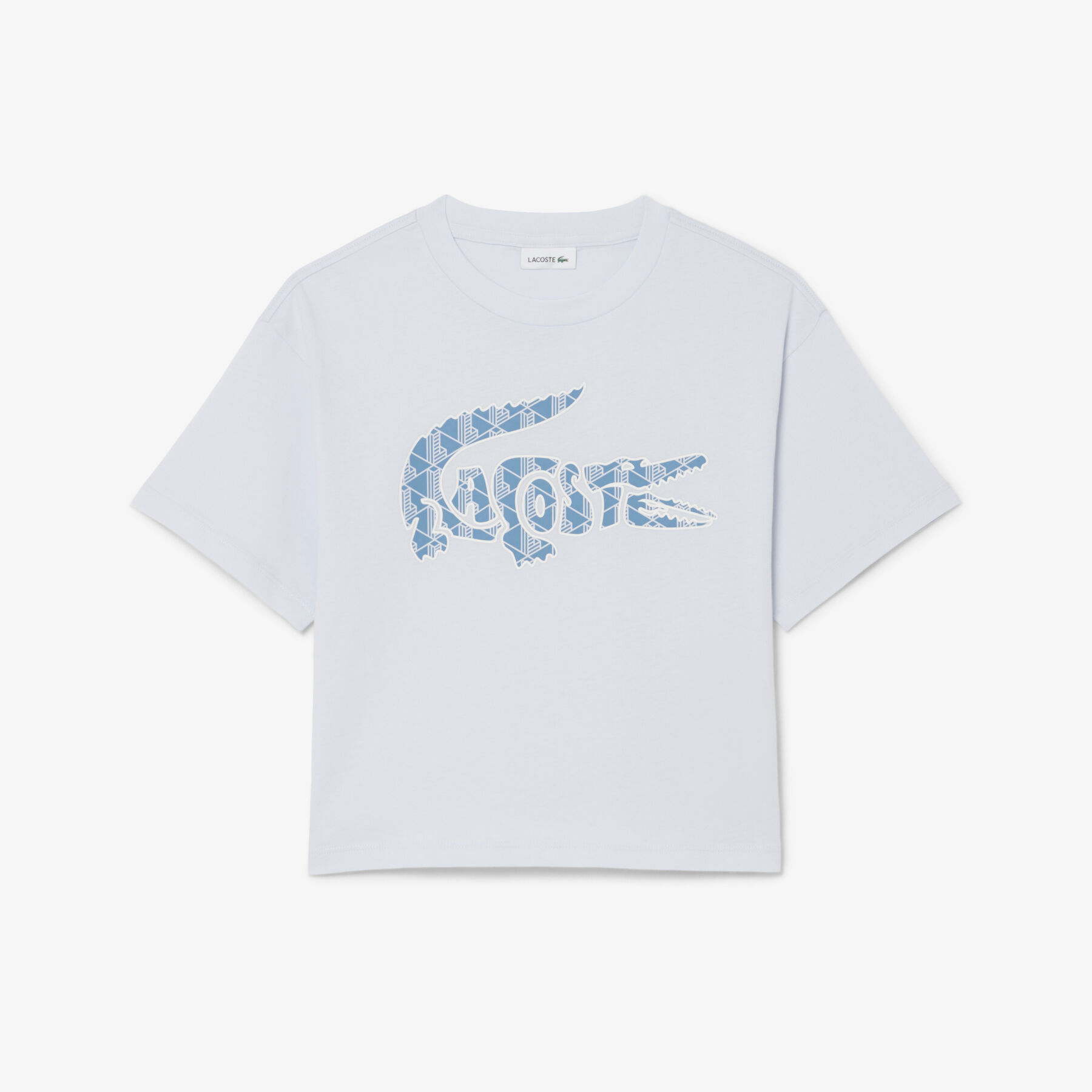 lacoste monogram print cotton t shirt