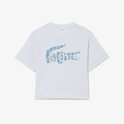 lacoste monogram print cotton t shirt