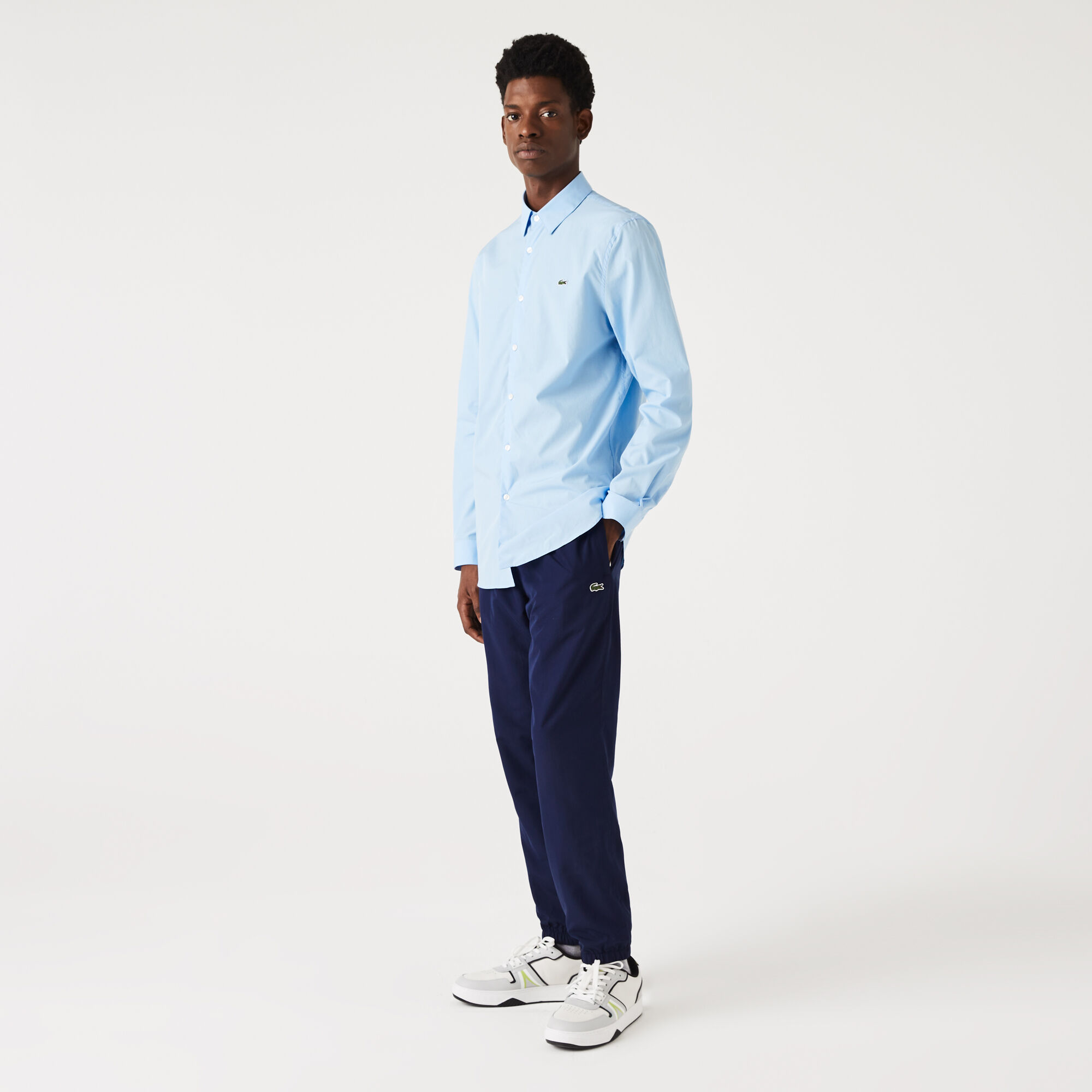 Buy Men s Slim Fit Stretch Cotton Poplin Shirt Lacoste QA