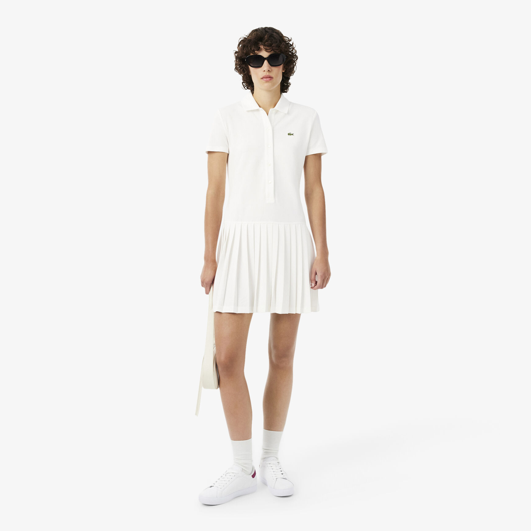 Stretch Pique Pleated Polo Dress