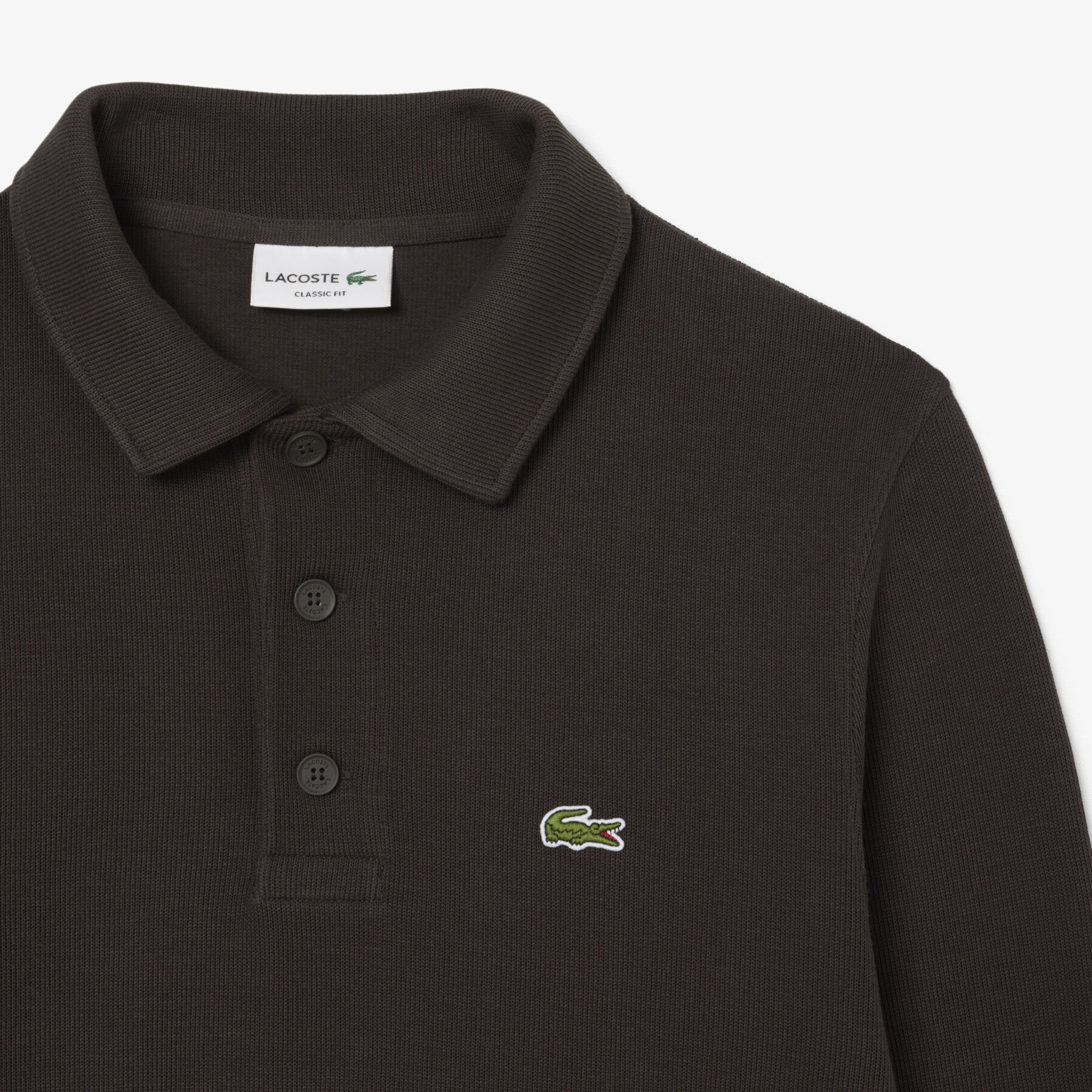 lacoste ribbed cotton polo collar sweatshirt