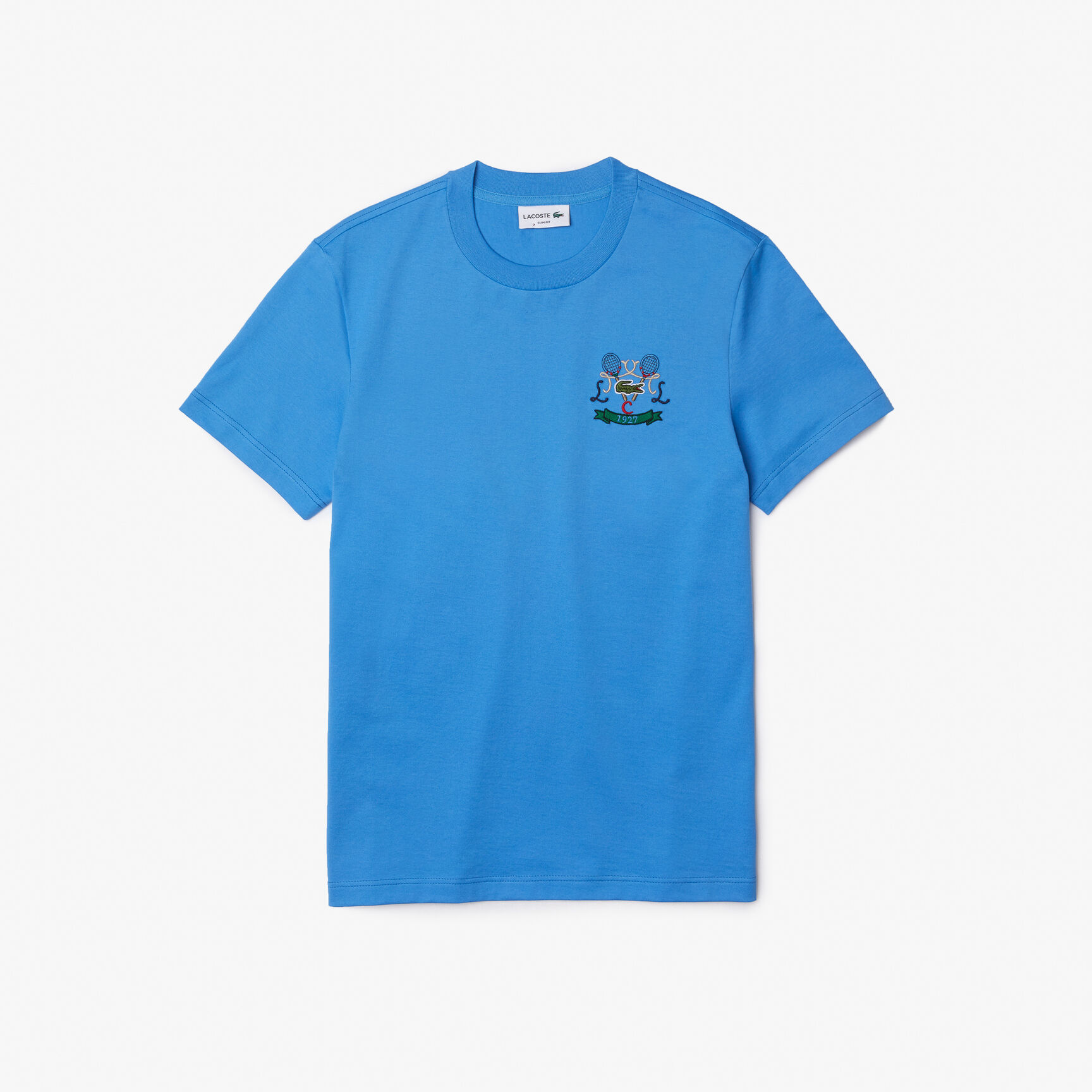 تيشيرت قطن بفتحة رقبة مستديرة وتطريز مضارب تنس للرجال تيشيرت قطن بفتحة رقبة مستديرة وتطريز مضارب تنس للرجال