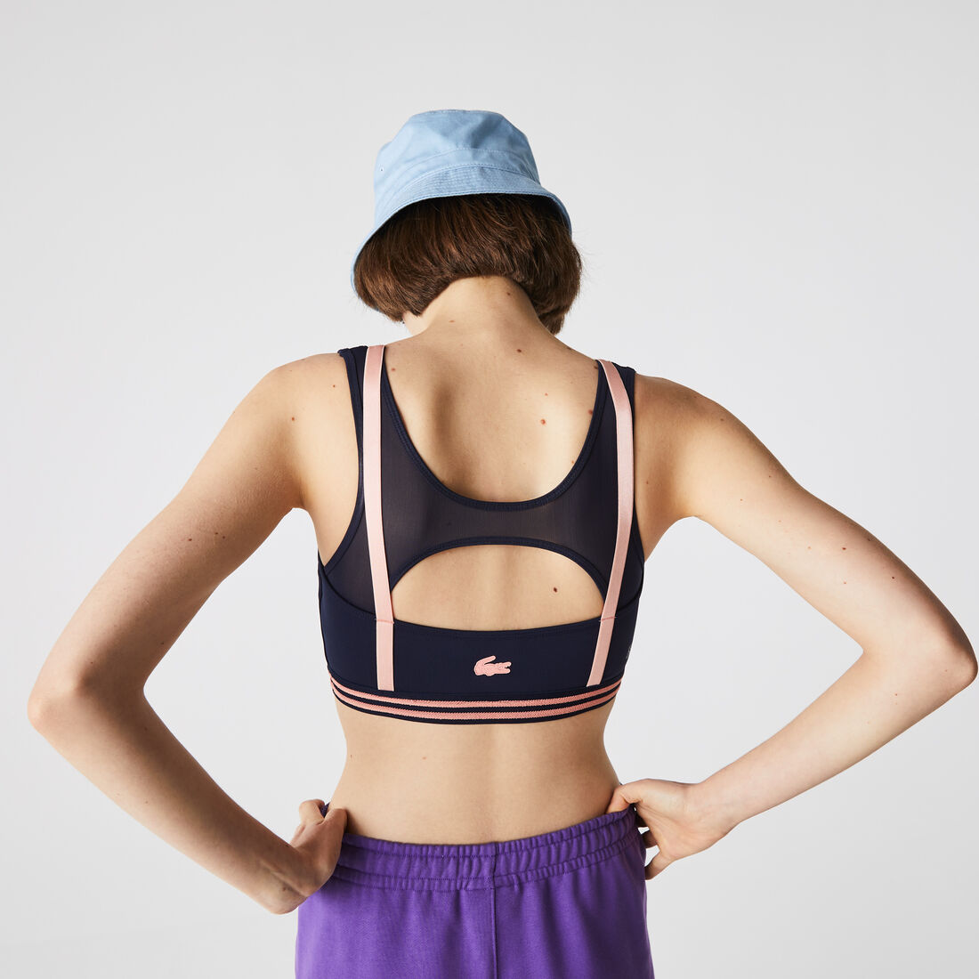 Women's Lacoste SPORT Contrast Accents And Cut-Outs Sports Bra