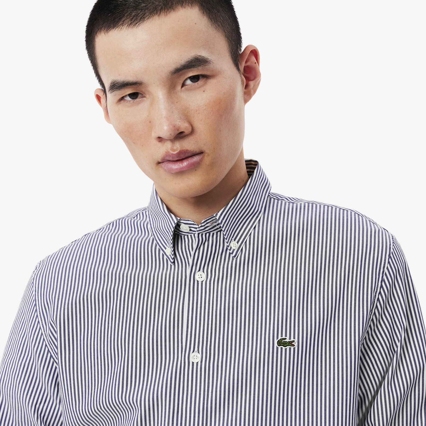 lacoste men s regular fit striped cotton shirt