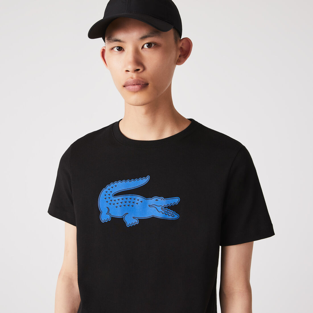 تيشيرت جيرسيه مسامي بطبعة تمساح بارزة للرجال مجموعة Lacoste SPORT