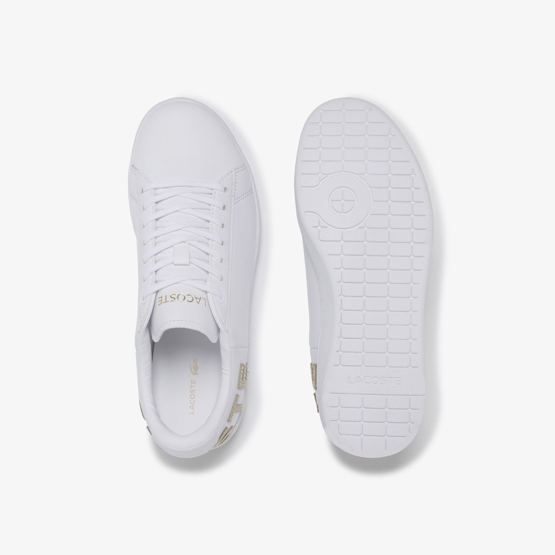 lacoste women s carnaby evo tonal leather and synthetic trainers
