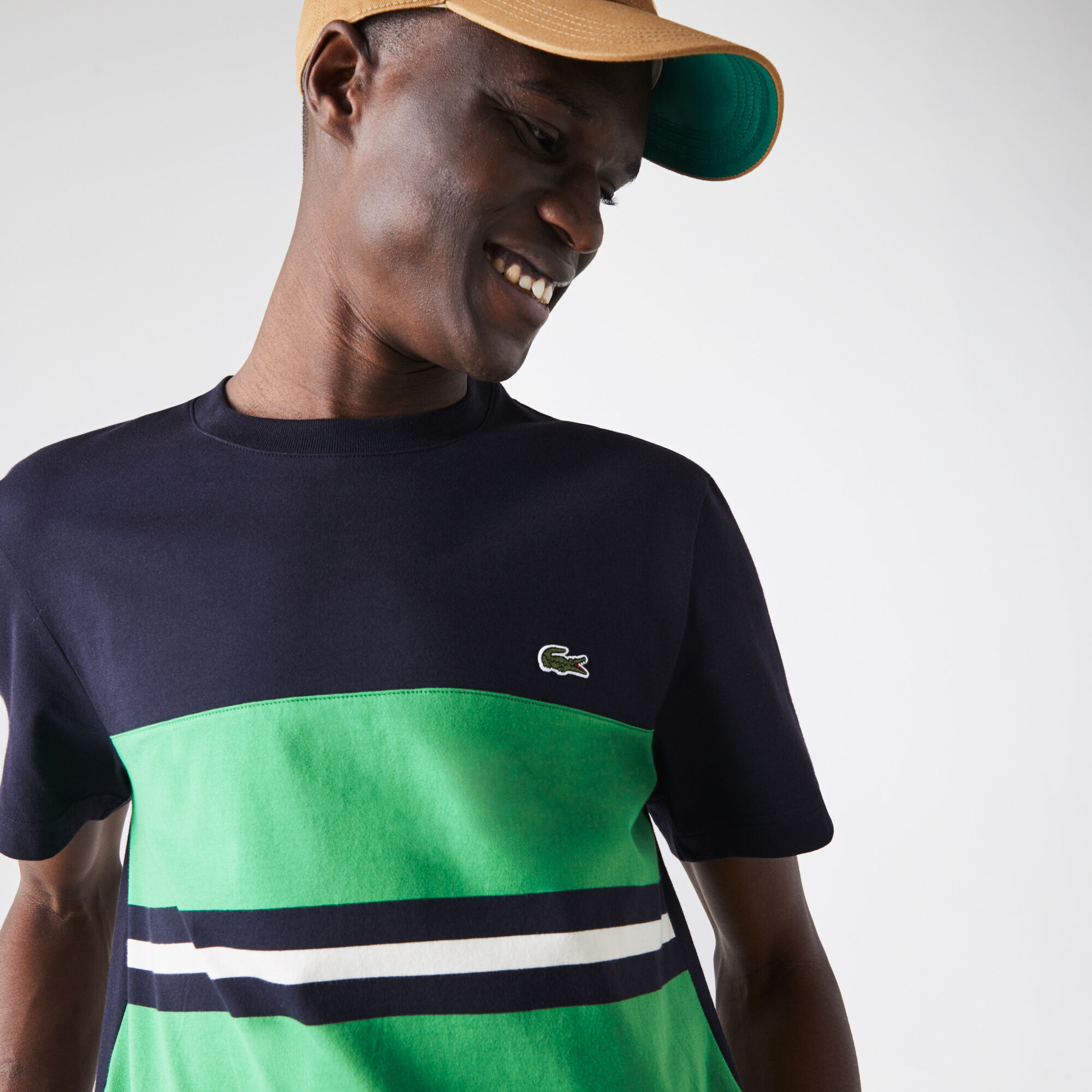 Men’s Crew Neck Colorblock Striped Cotton T-shirt Men’s Crew Neck Colorblock Striped Cotton T-shirt