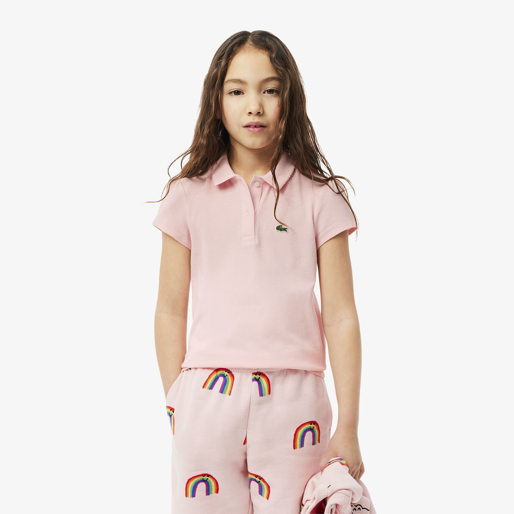 Scalloped Collar Mini Pique Polo Shirt