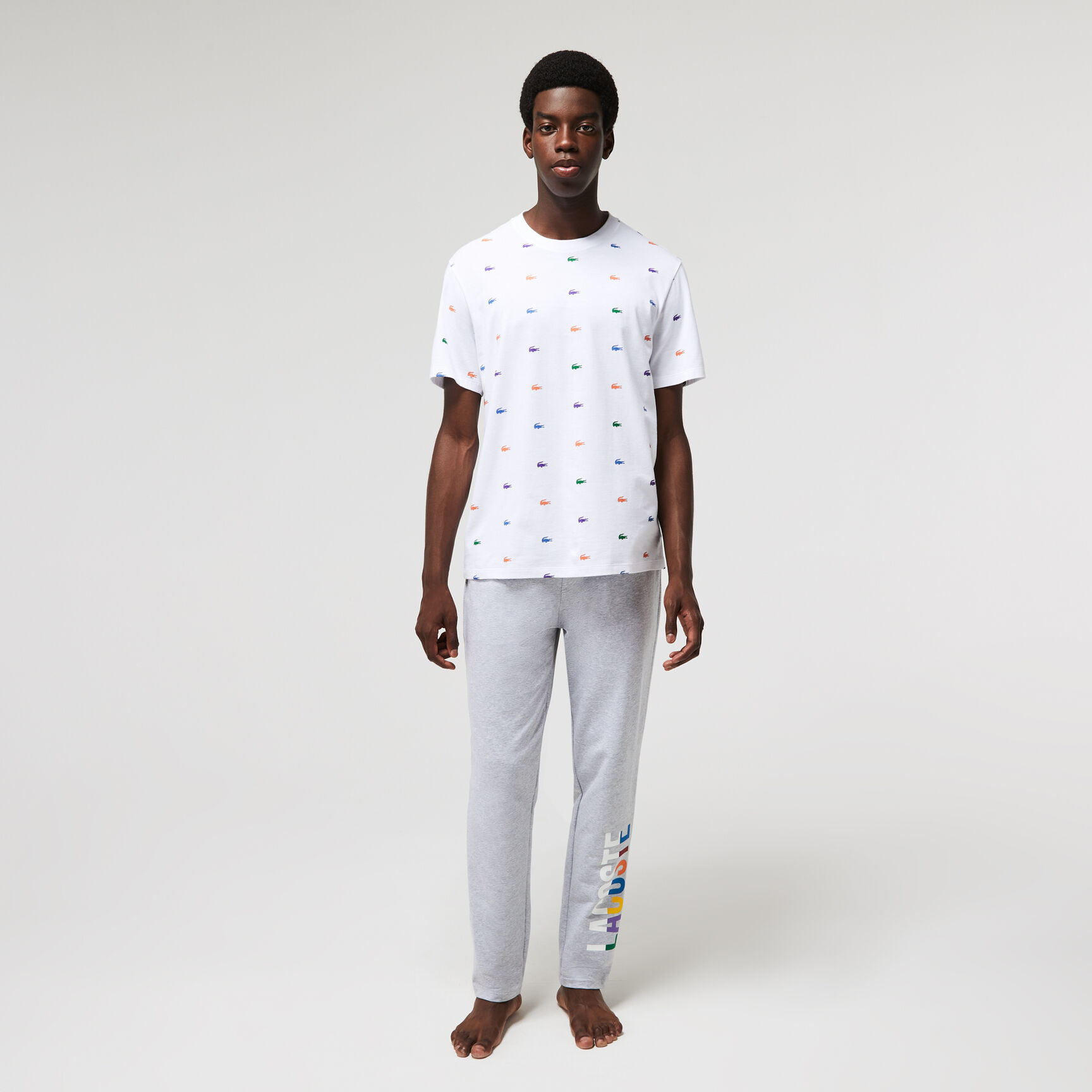 Men's Crocodile Print Crew Neck Cotton Indoor T-Shirt