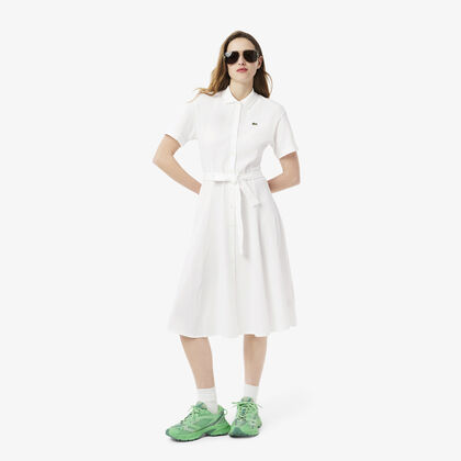 Flared Mini-pique Polo Dress