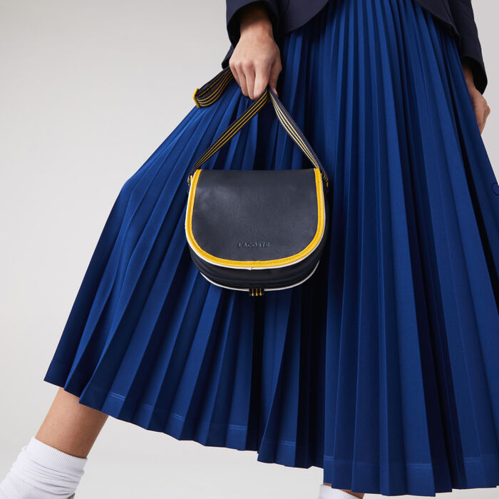 Women's Court Line Contrast Piping Small Hobo Bag