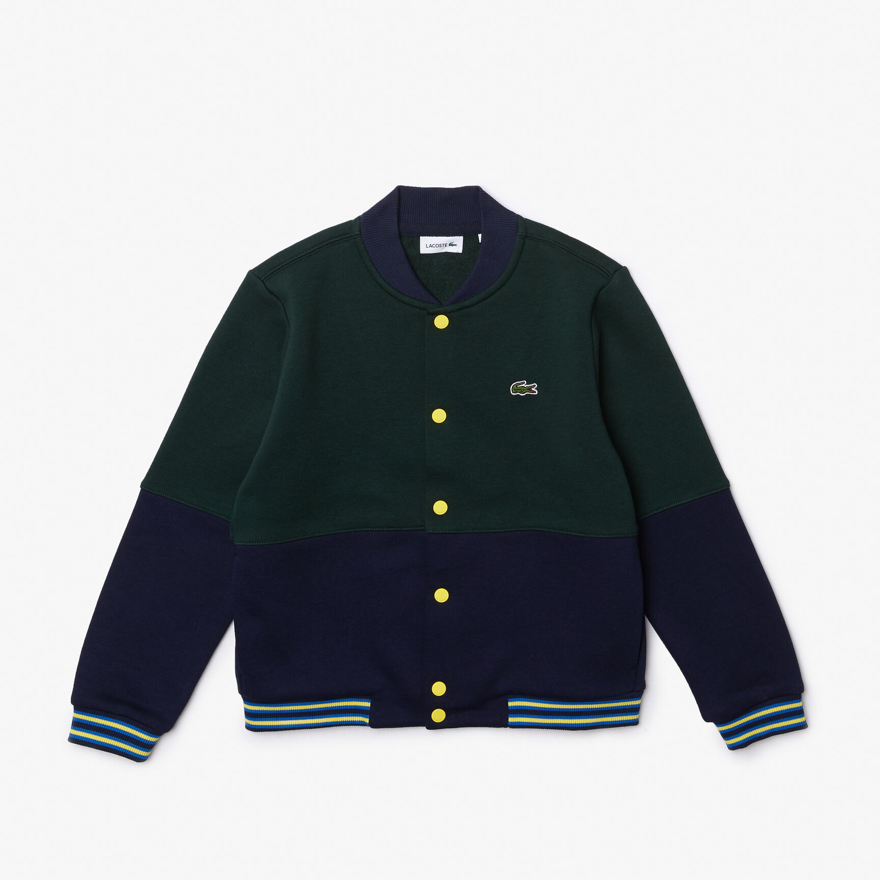 Boys' Lacoste Striped Organic Cotton Varsity Jacket