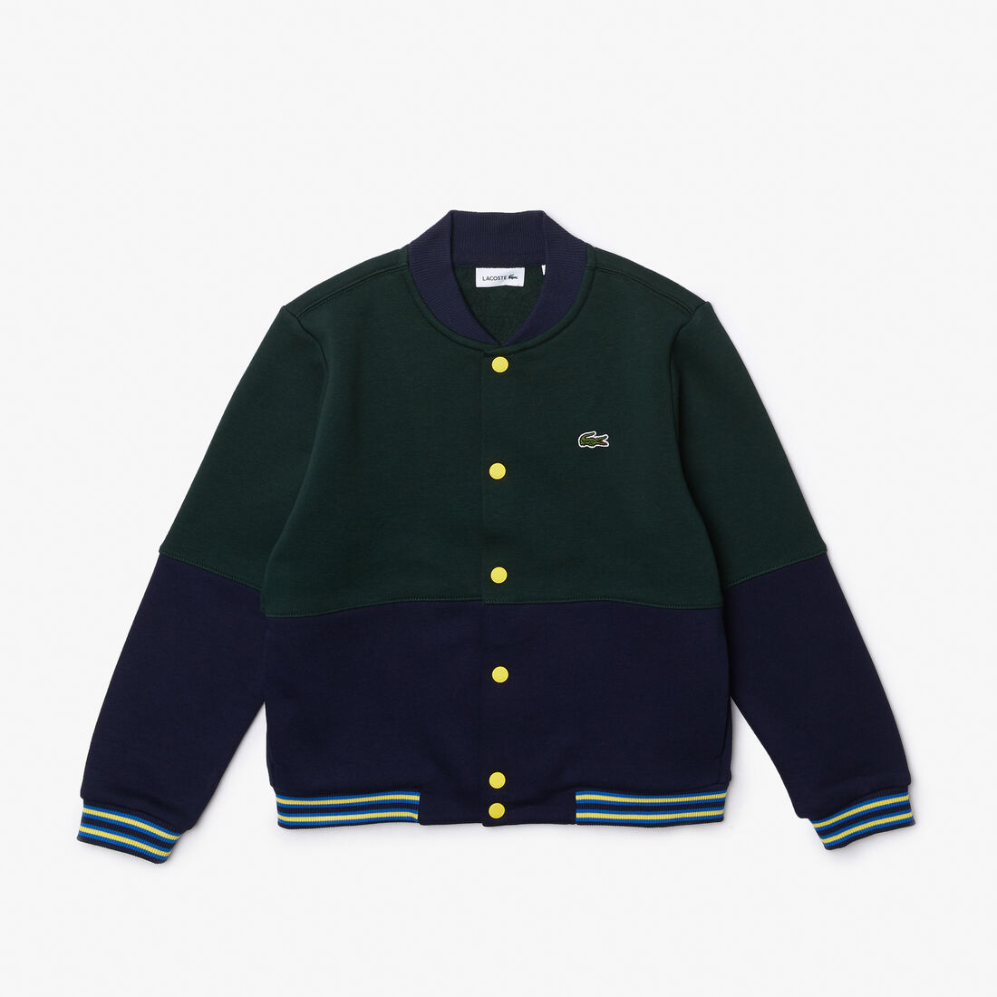 Boys' Lacoste Striped Organic Cotton Varsity Jacket Boys' Lacoste Striped Organic Cotton Varsity Jacket