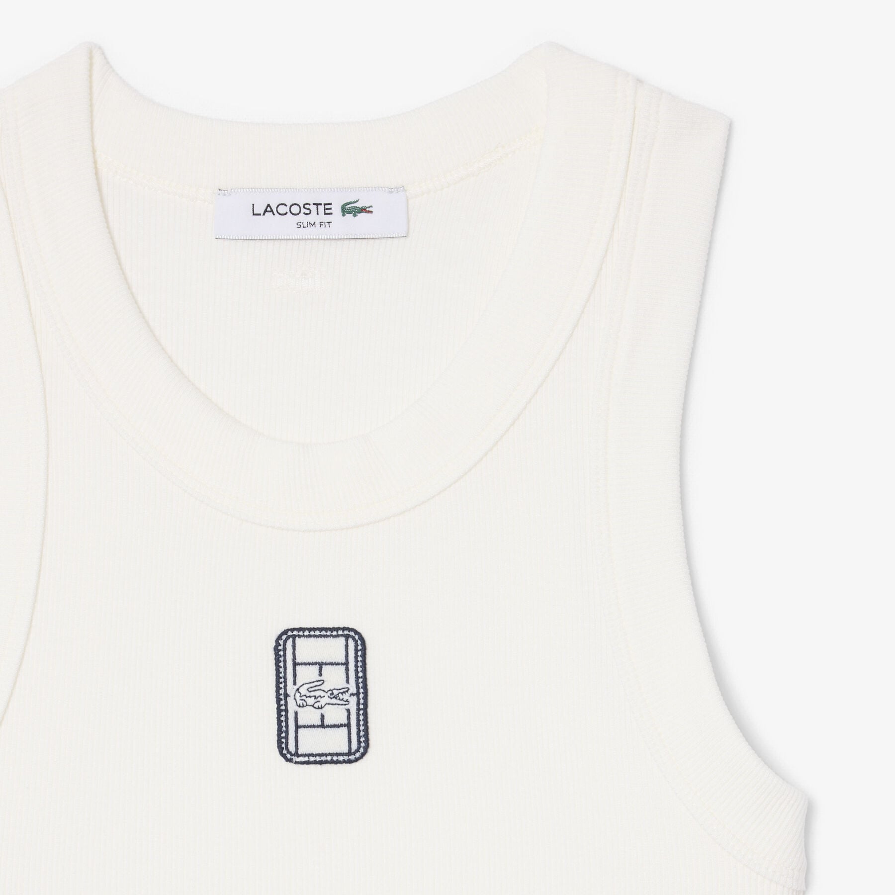 Slim Fit Badge Accent Rib Knit Tank Top Slim Fit Badge Accent Rib Knit Tank Top