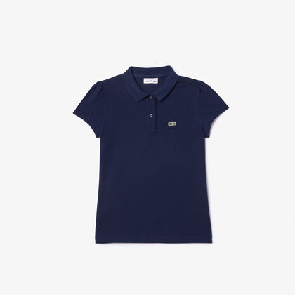 Girls' Lacoste Scalloped Collar Mini Pique Polo Shirt