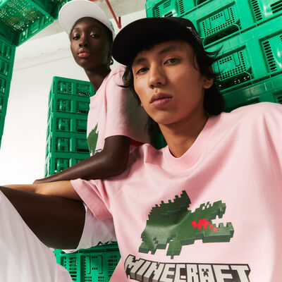 Unisex Lacoste X Minecraft Print Organic Cotton T-shirt