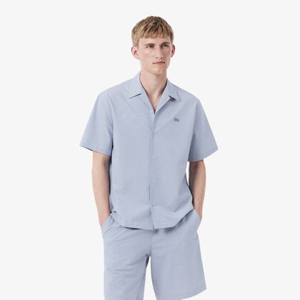 lacoste relaxed fit seersucker shirt