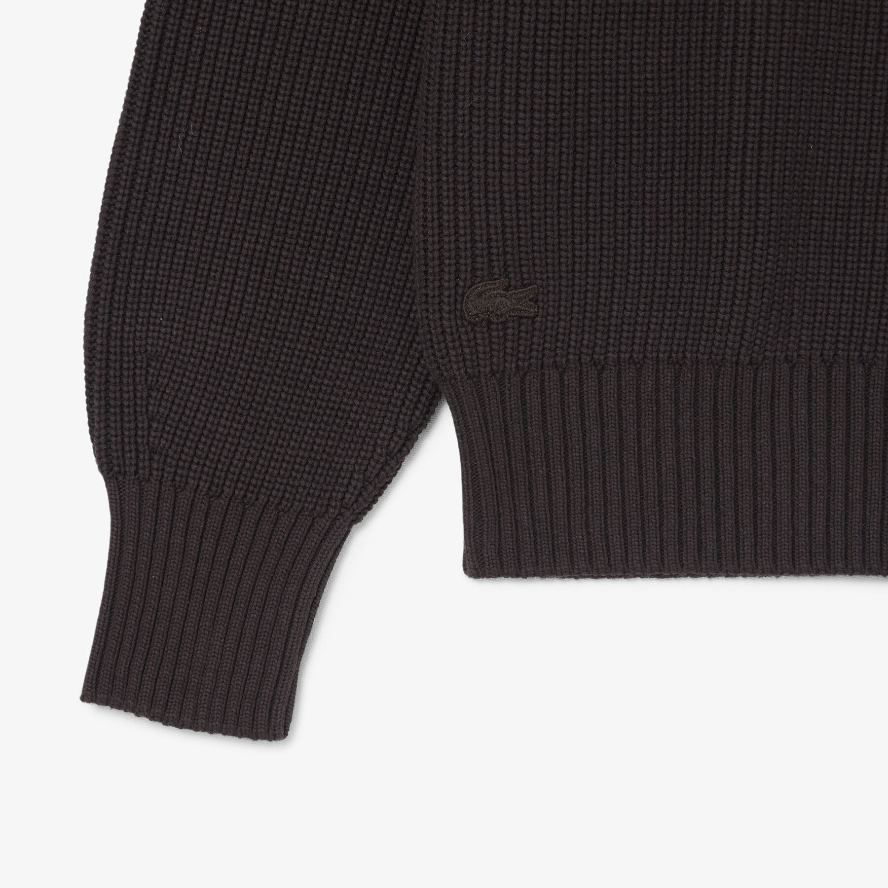 lacoste pearl rib knit badge accent sweater