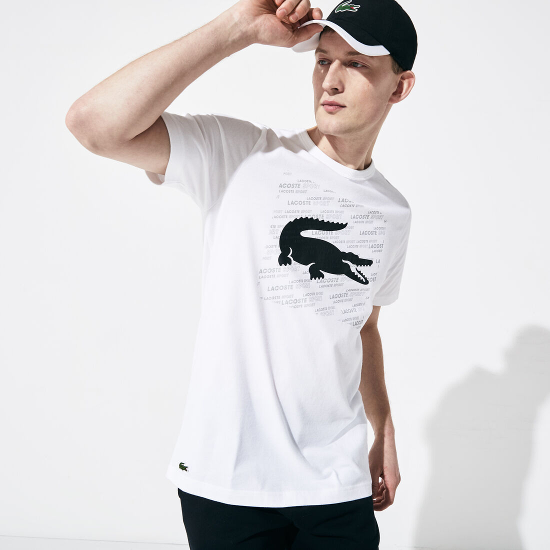 Men's Lacoste SPORT Reflective Crocodile Print Cotton T-shirt