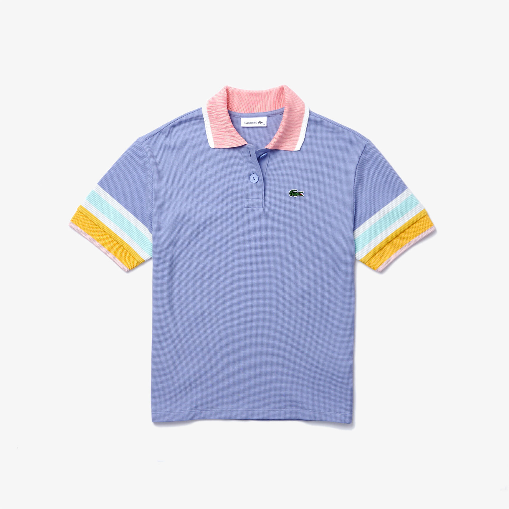 Women’s Lacoste Striped Sleeve Textured Cotton Polo Shirt