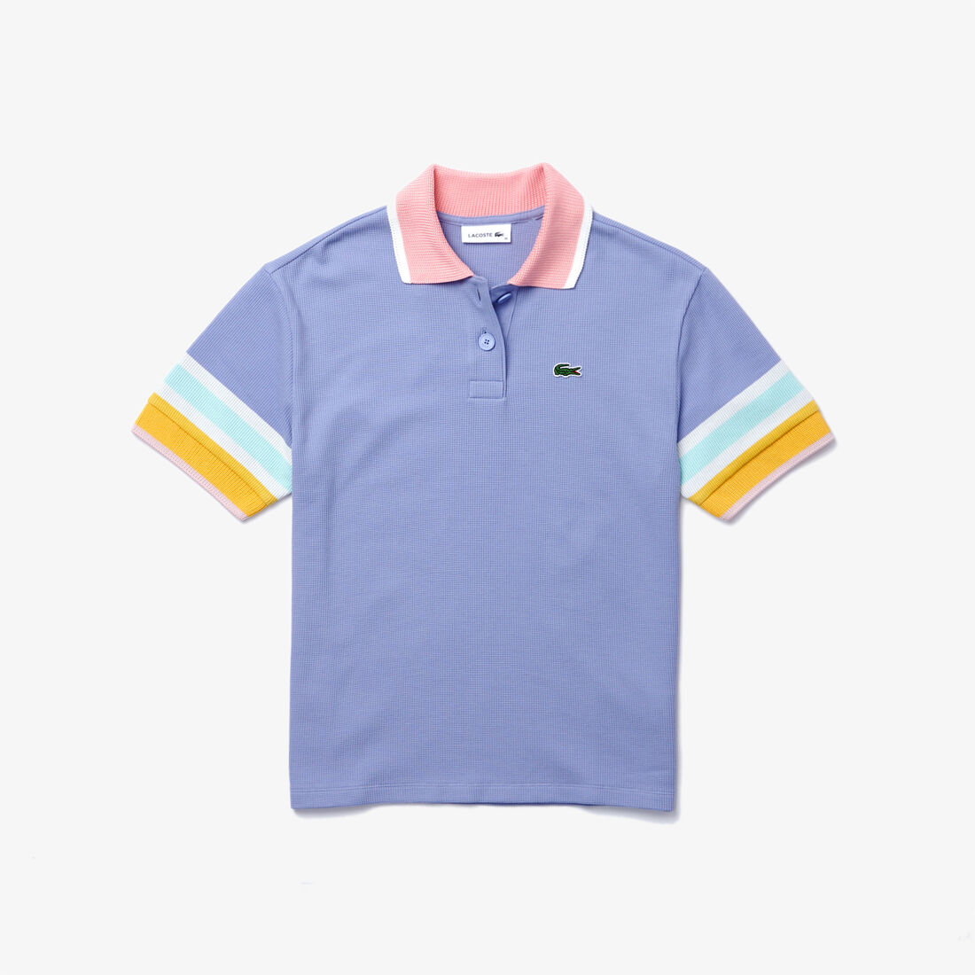 Women’s Lacoste Striped Sleeve Textured Cotton Polo Shirt Women’s Lacoste Striped Sleeve Textured Cotton Polo Shirt