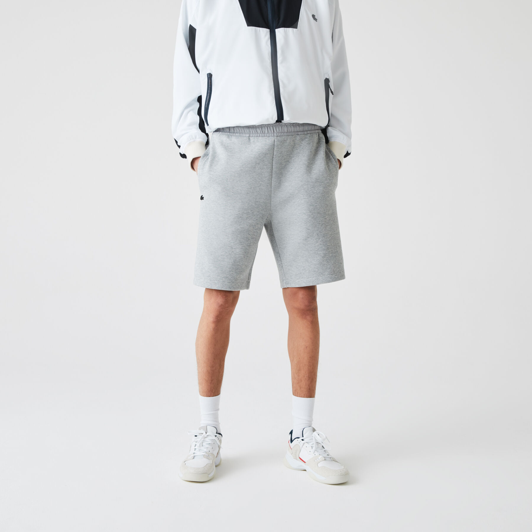 lacoste men s bimaterial cotton blend shorts