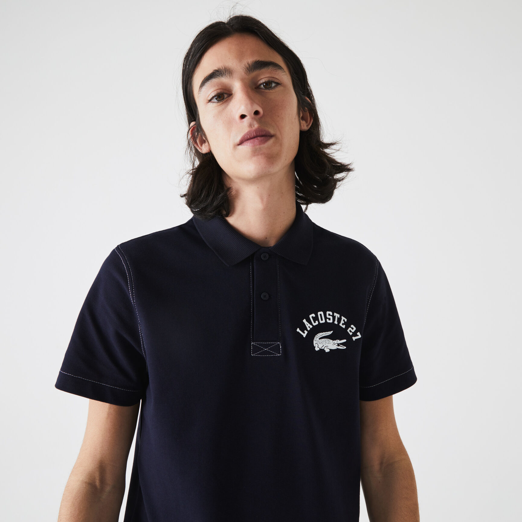 Men’s Lacoste Regular Fit Lettered Ultra-Light Knit Polo Shirt Men’s Lacoste Regular Fit Lettered Ultra-Light Knit Polo Shirt