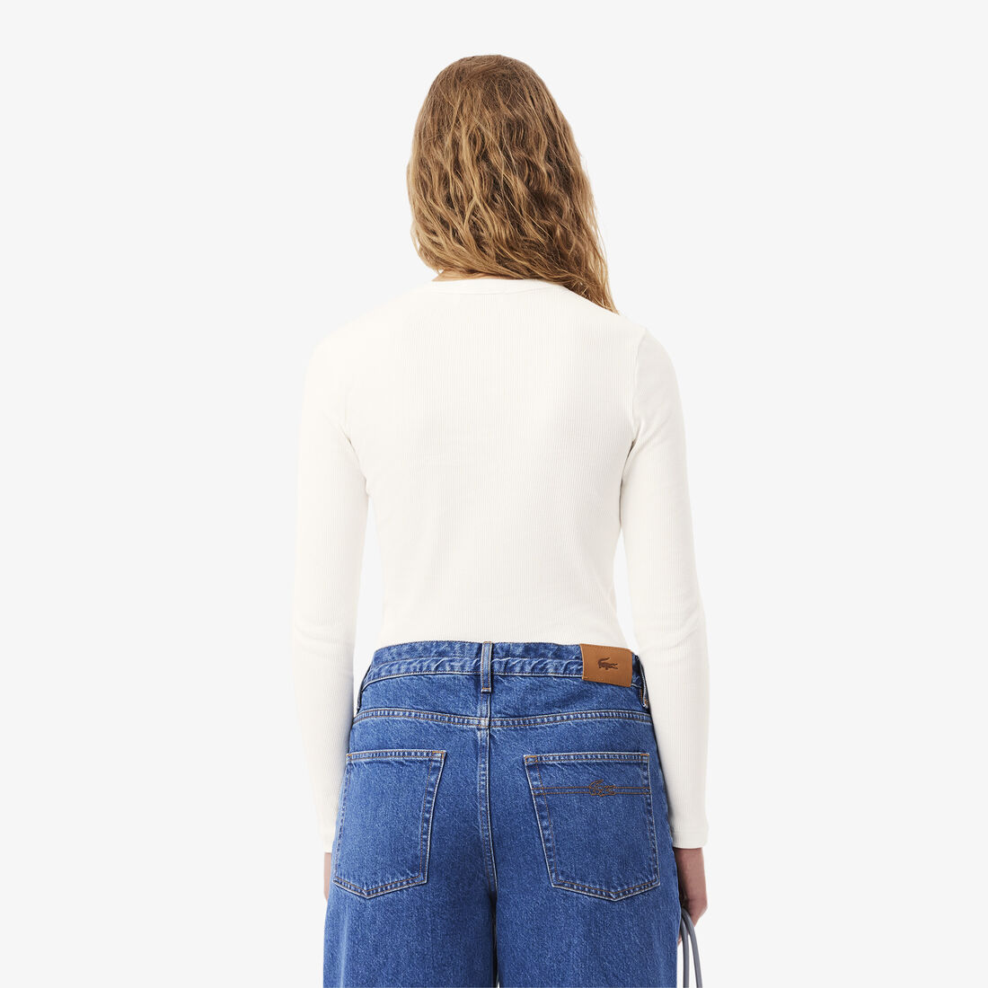 تي شيرت قطن مضلع بأكمام طويلة تي شيرت قطن مضلع بأكمام طويلة