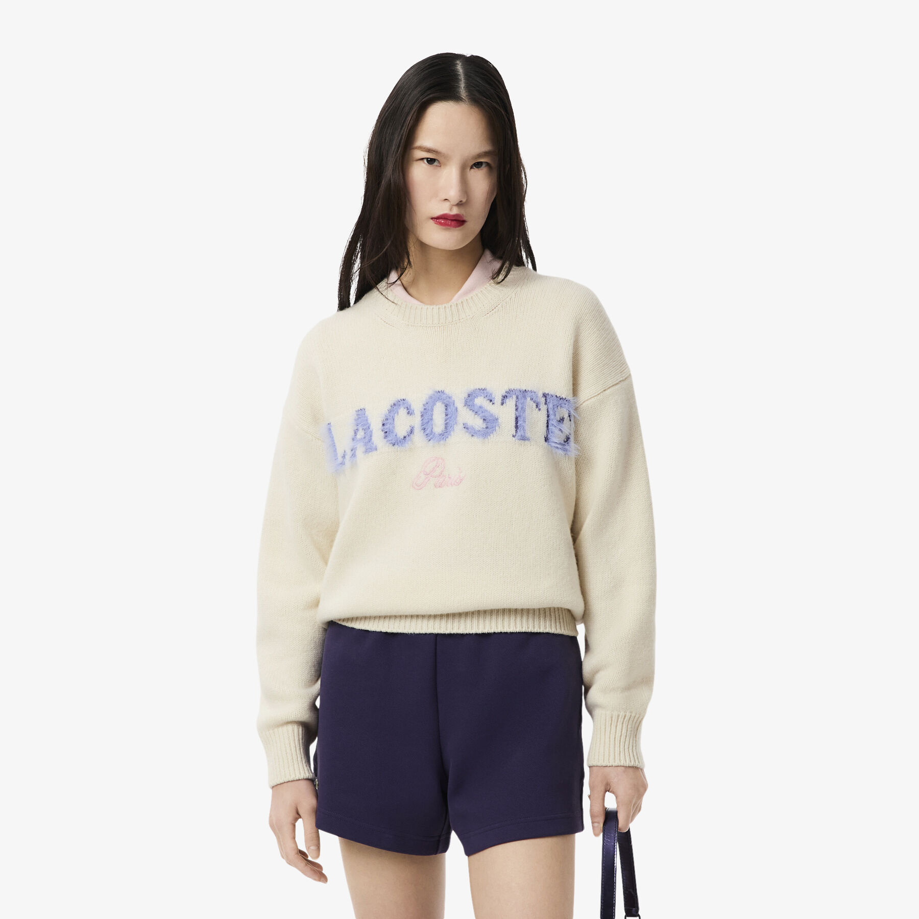Intarsia Branded Carded Wool Sweater