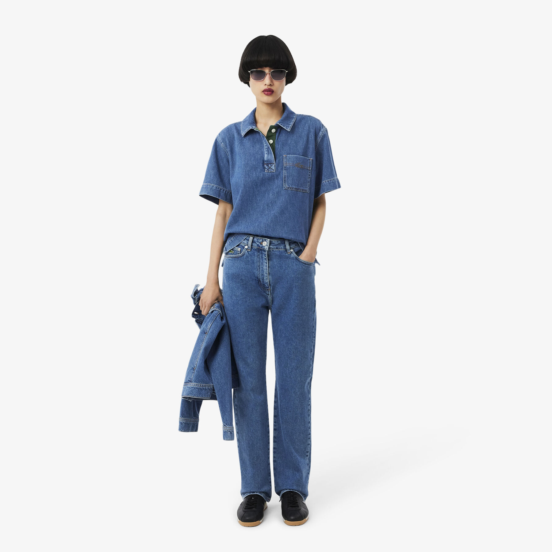 Oversized Lightweight Denim Polo Shirt