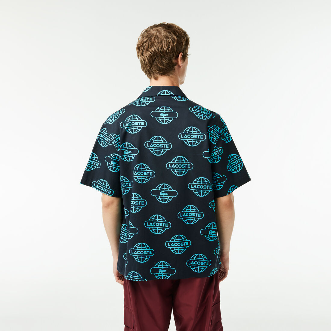 Globe Print Lacoste Cotton Twill Shirt Globe Print Lacoste Cotton Twill Shirt