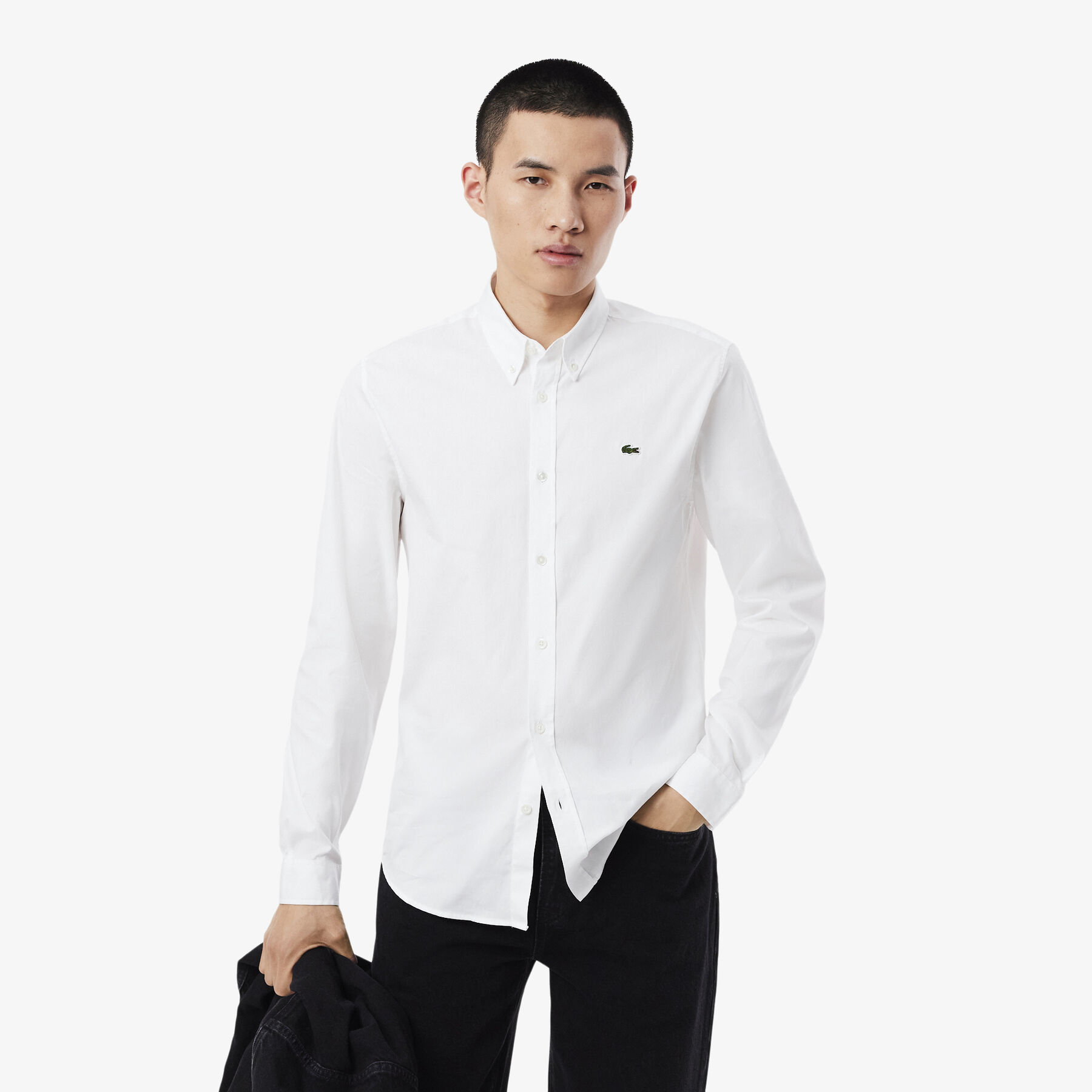lacoste men s slim fit premium cotton shirt
