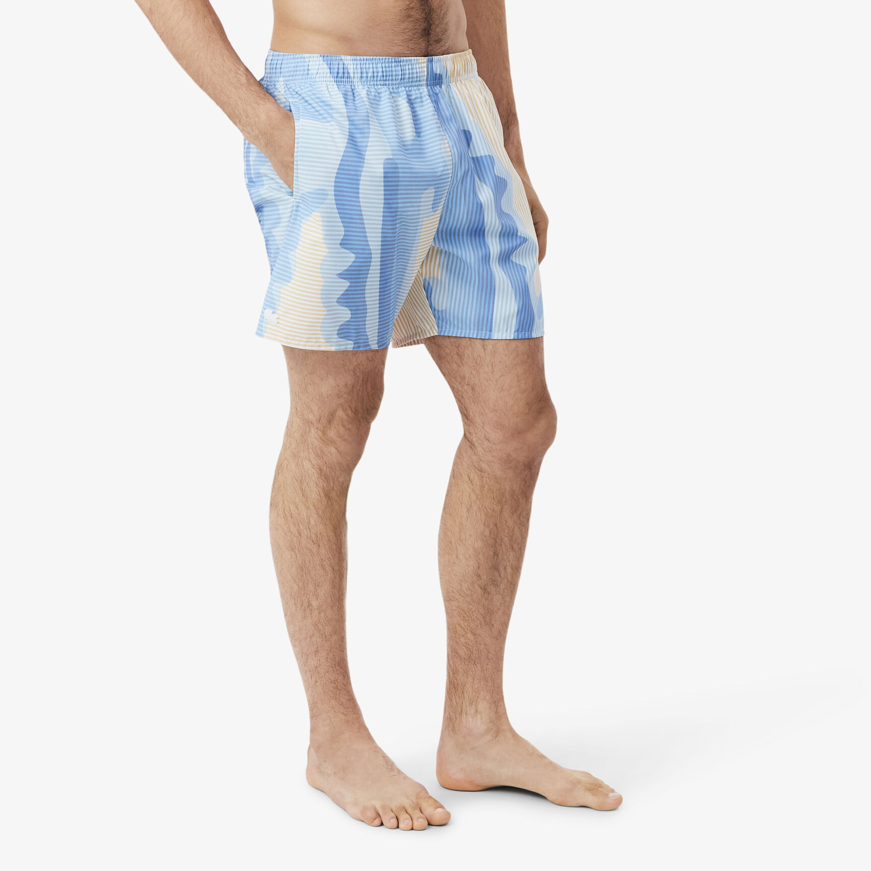 Mid Length Striped Swim Trunks