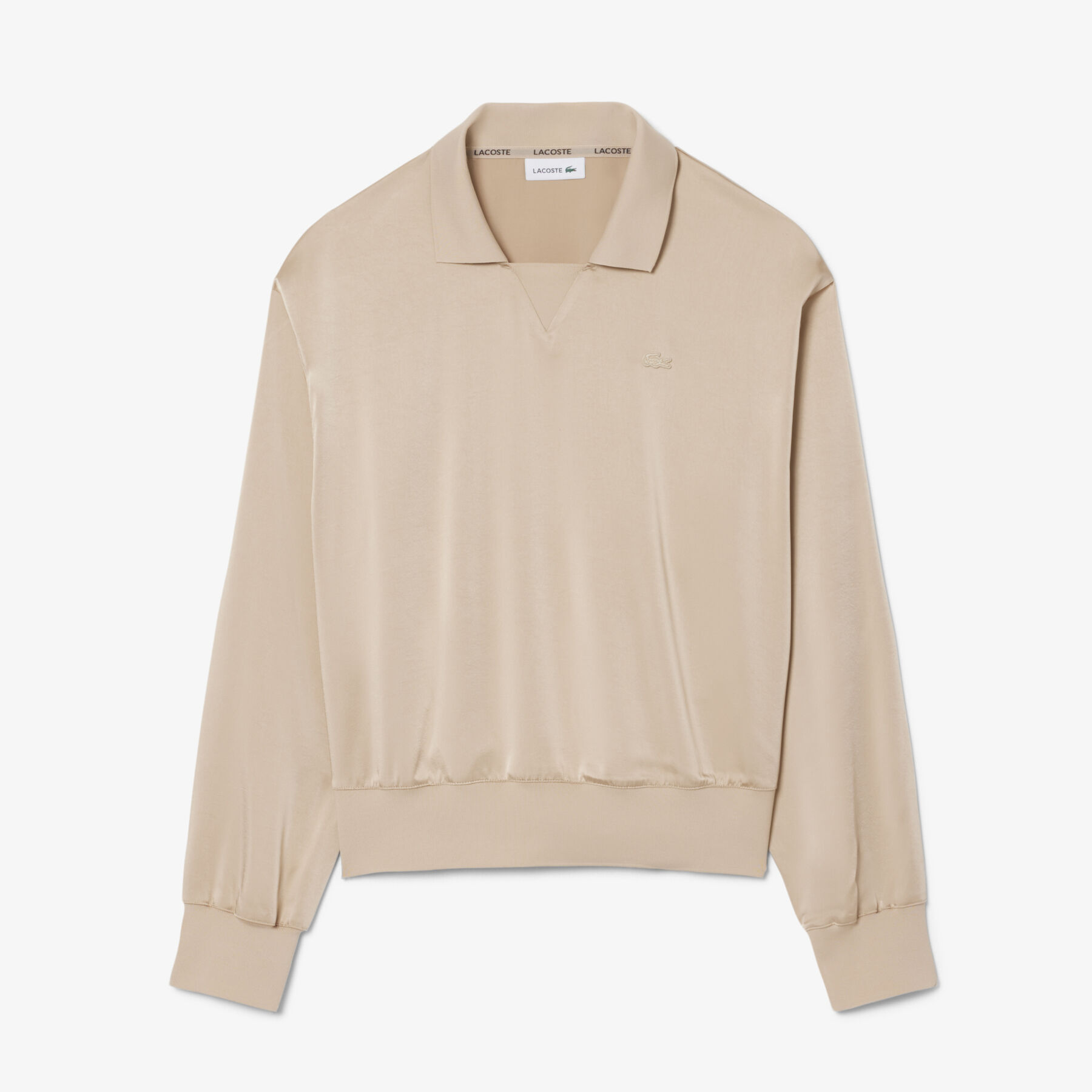 lacoste relaxed fit satin polo shirt