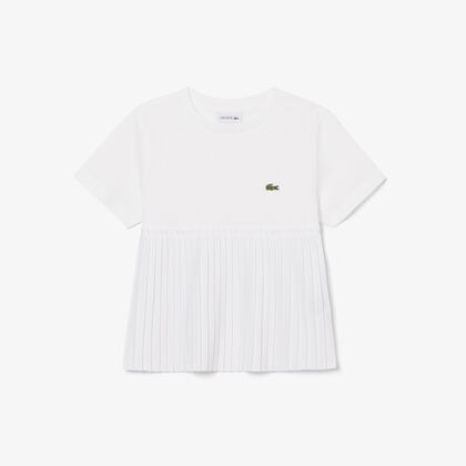 Cotton T-shirt With Pleated Hem