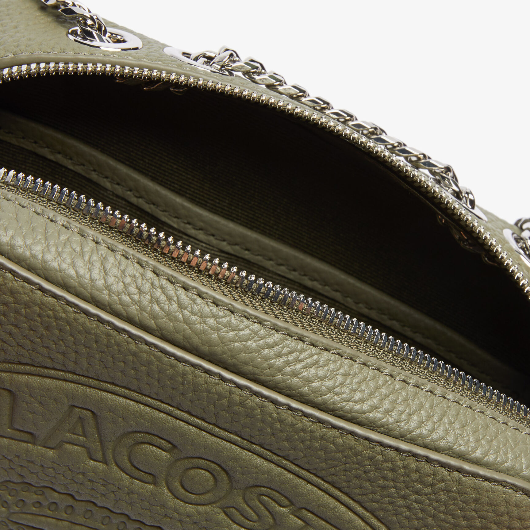 حقيبة كتف بسحاب من الجلد المحبب مجموعة Croco Crew للنساء