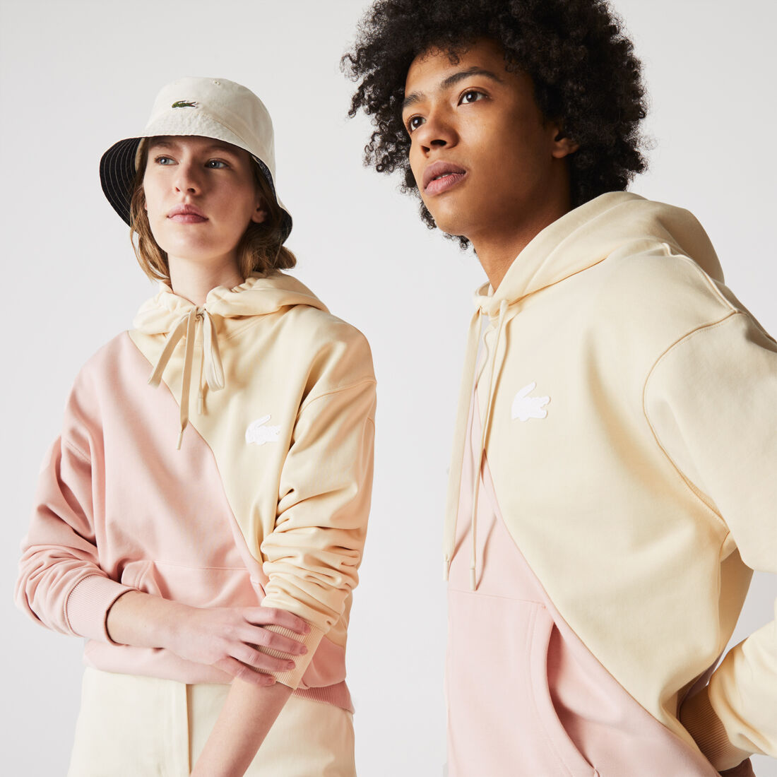 Unisex Lacoste LIVE Loose Fit Hooded Bicolour Fleece Sweatshirt
