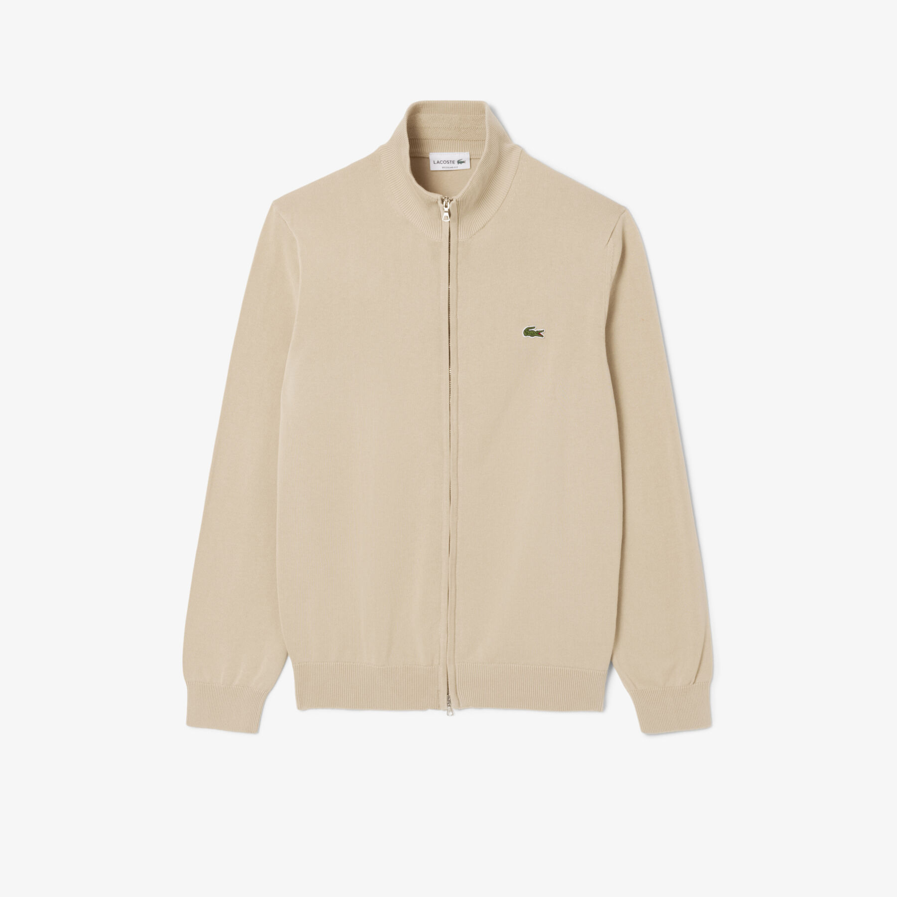 Zipped High Neck Cotton Sweater