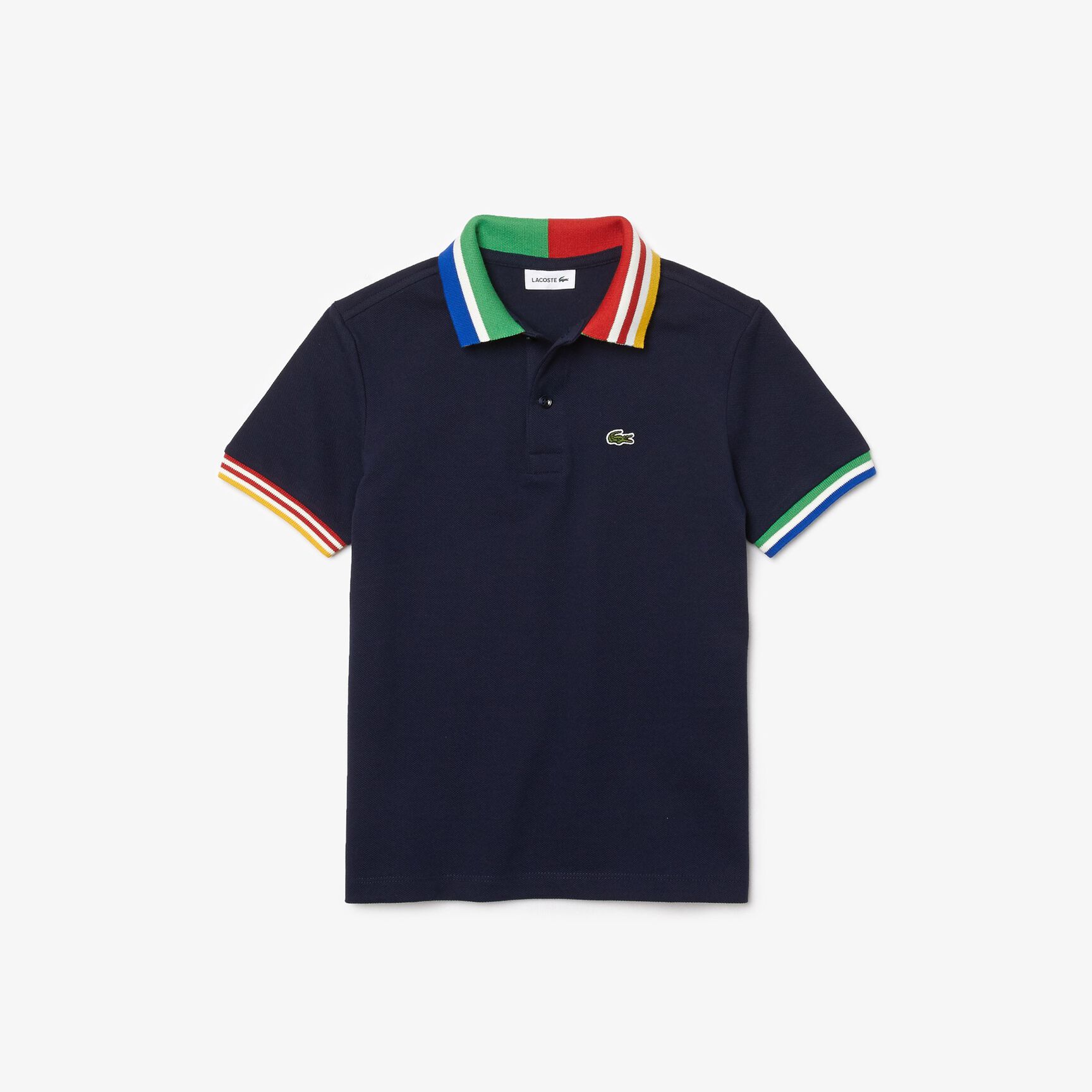 Boys’ Lacoste Striped Accents Cotton Piqué Polo Boys’ Lacoste Striped Accents Cotton Piqué Polo