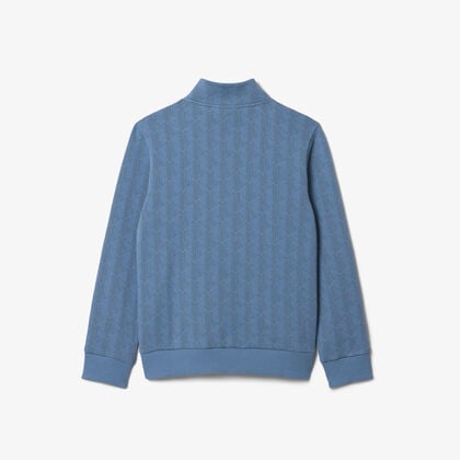 lacoste zipped monogram fleece hoodie