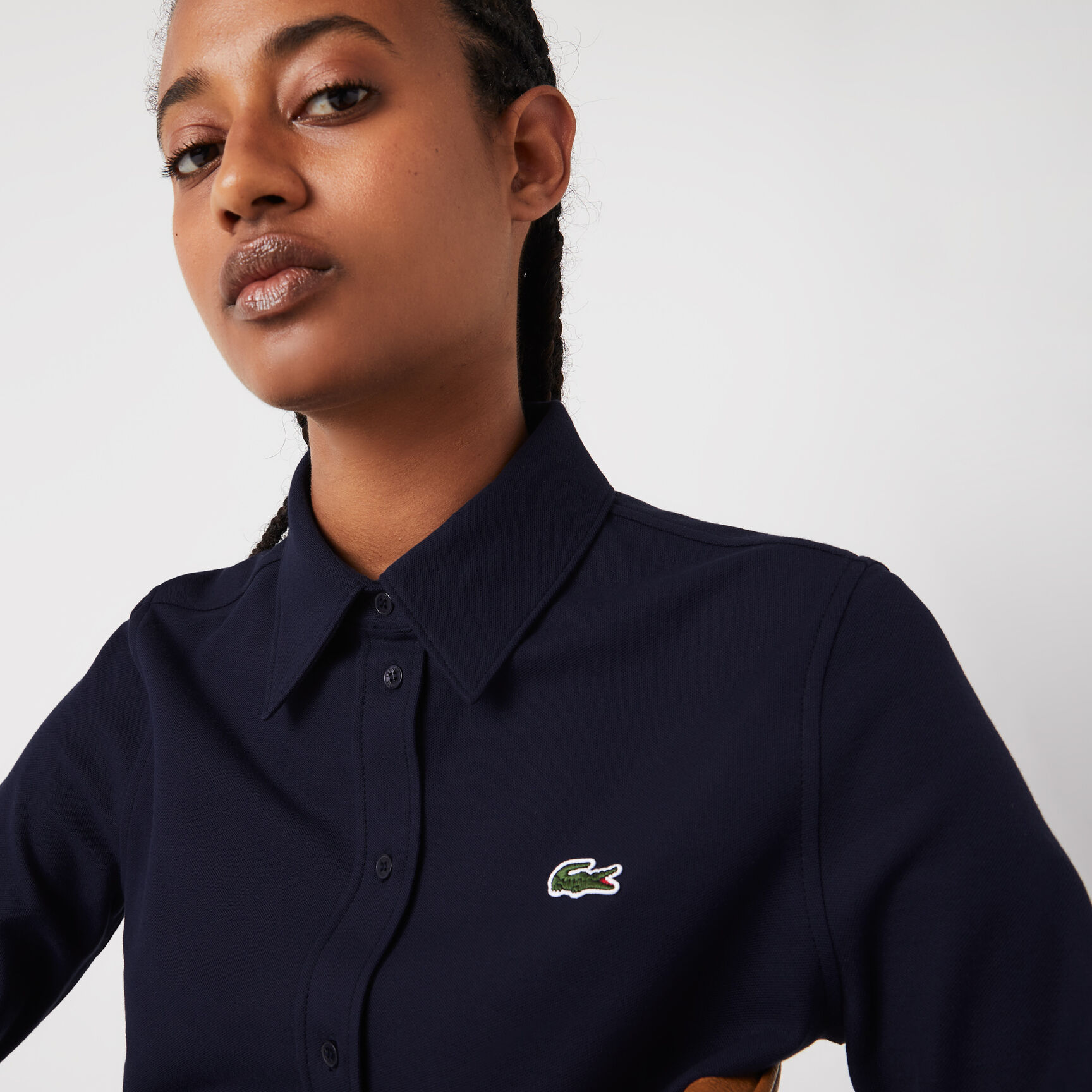 قميص لاكوست قطن بيكيه بياقة فرنسية للنساء