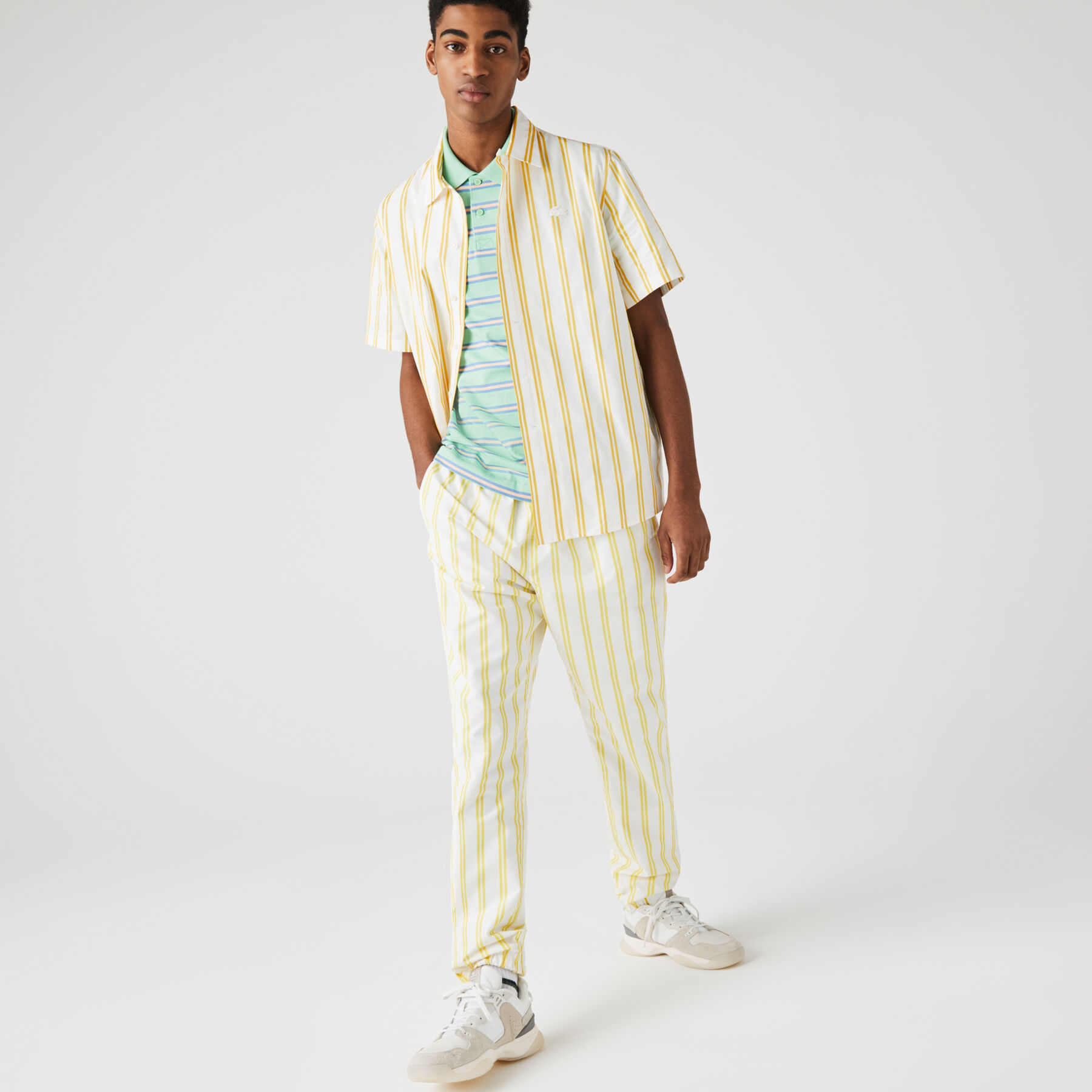 لاكوست قميص ساتان مقلم مجموعة lacoste live للجنسين