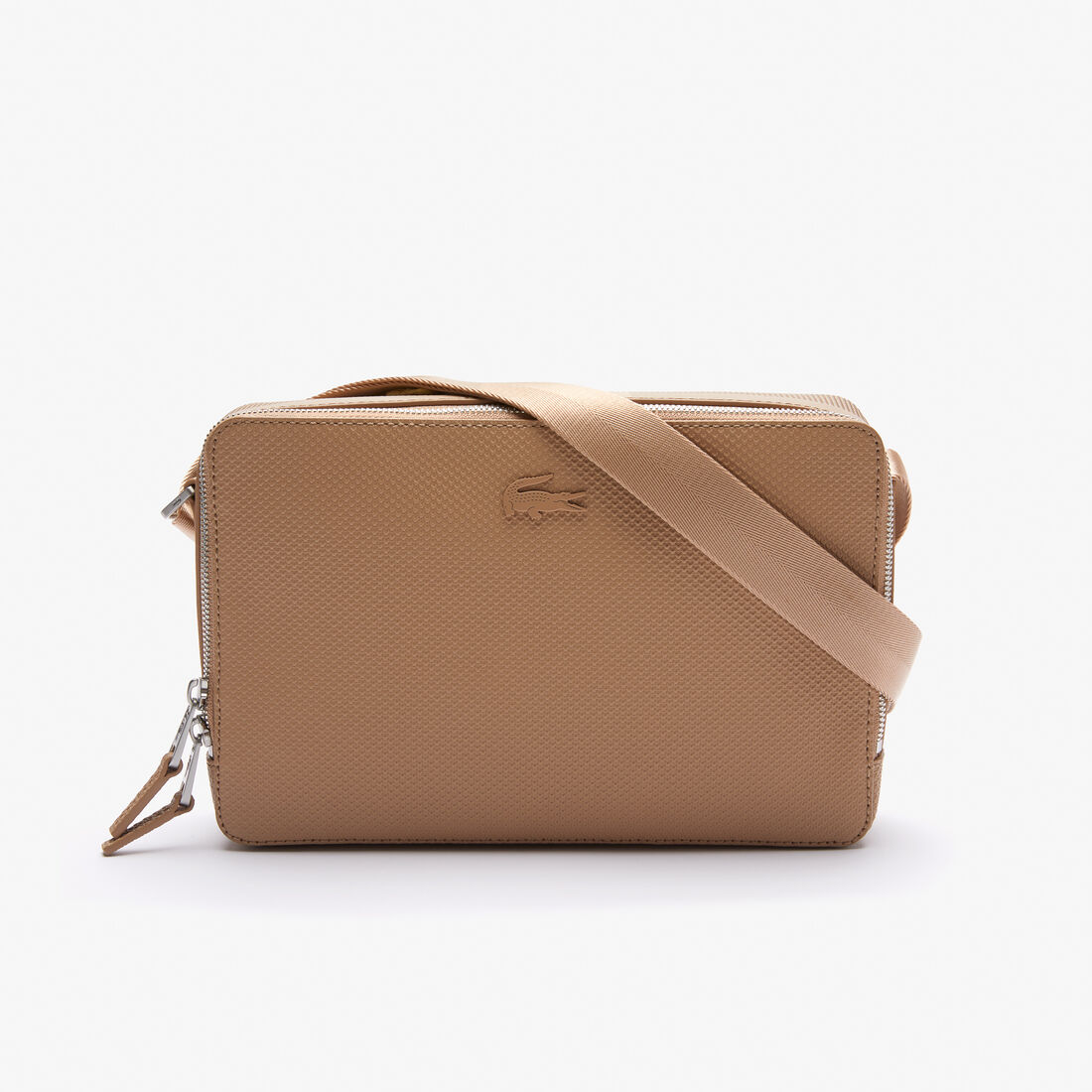 Unisex Chantaco Matte Stitched Leather Zippered Crossbody Bag