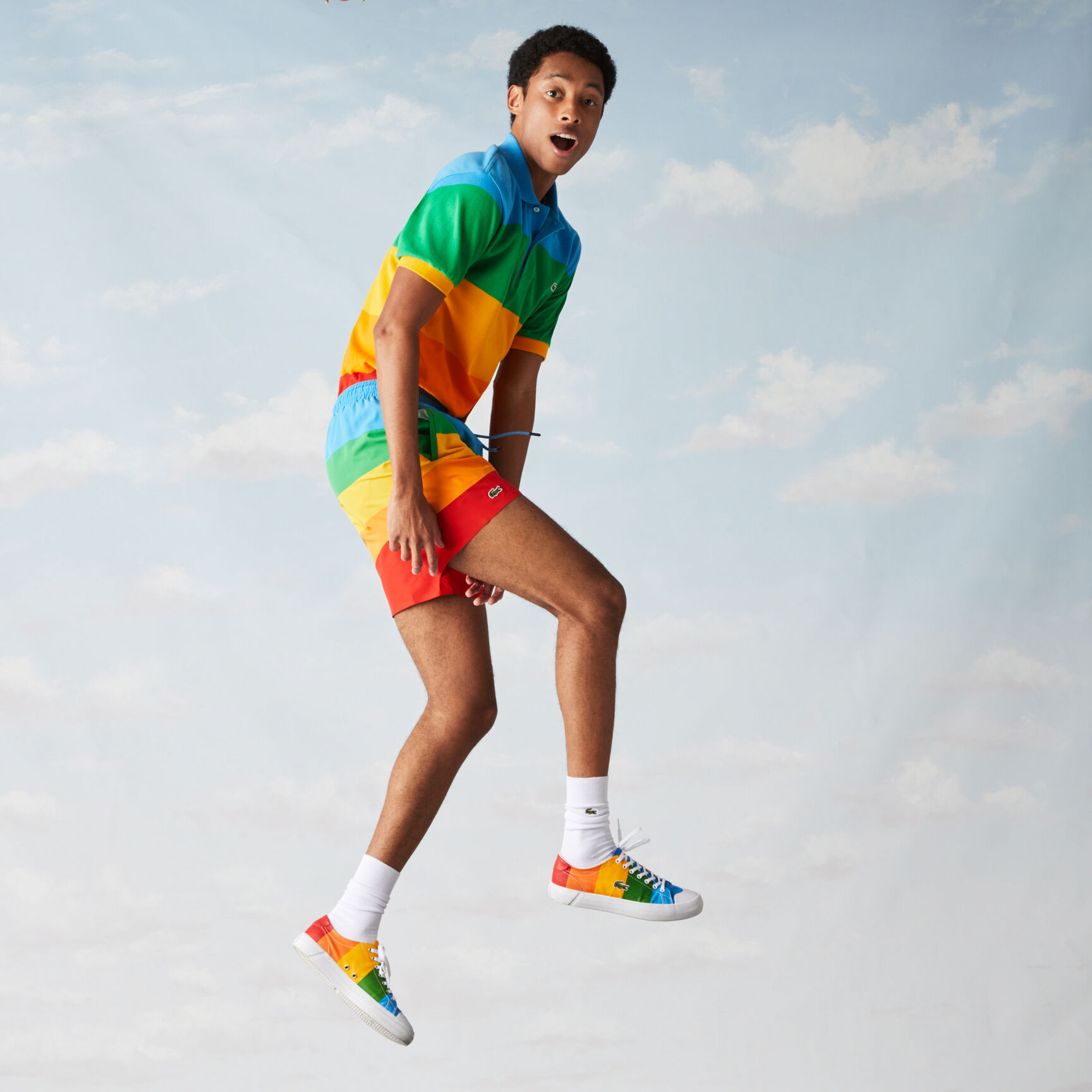 Men’s Polaroid Collaboration Color Striped Swimming Trunks Men’s Polaroid Collaboration Color Striped Swimming Trunks