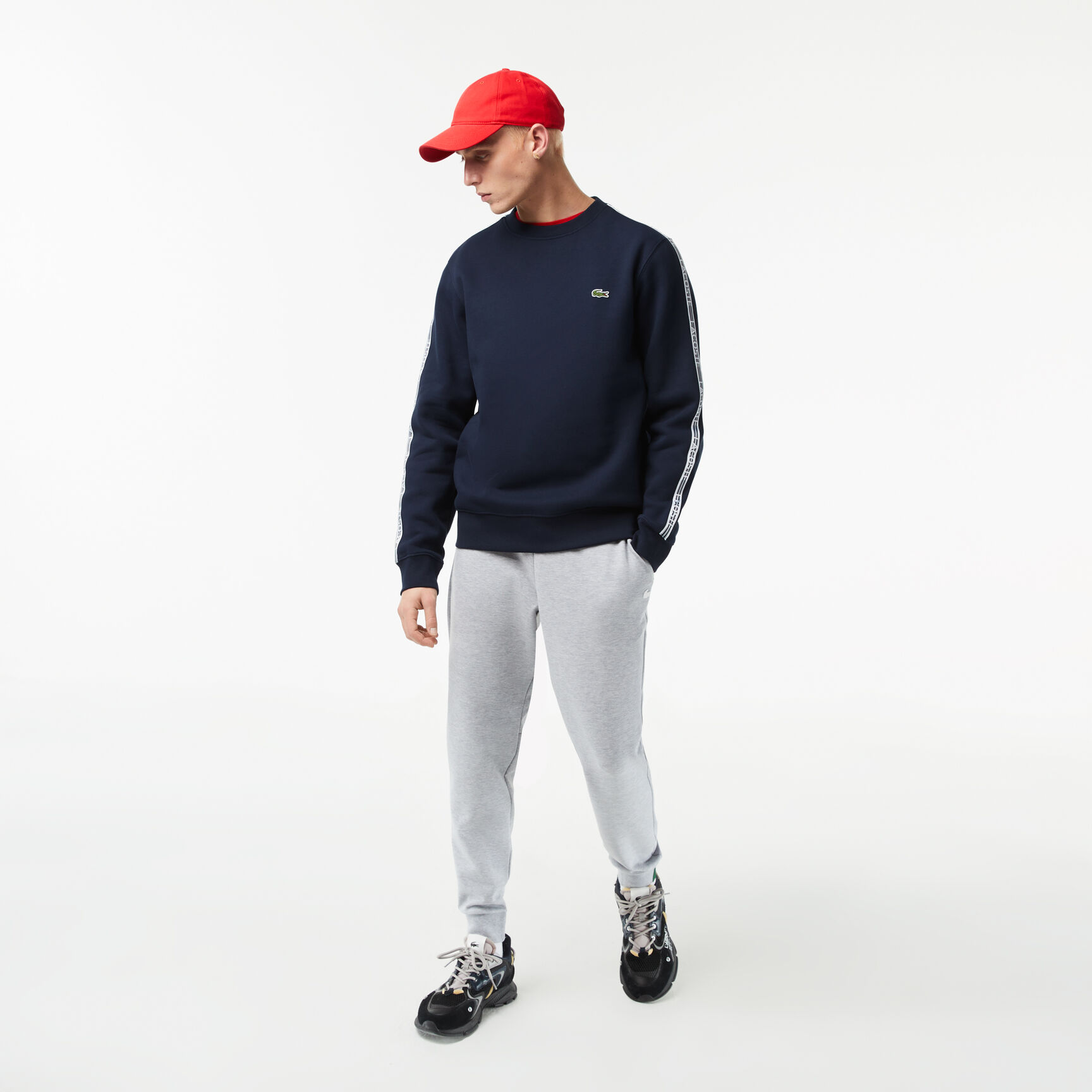 Men's Classic Fit Logo Stripe Flannel Jogger Sweatshirt